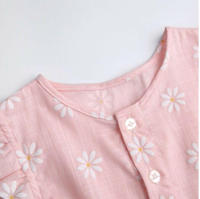 Baby Girls Dress Light Pink Daisy Flutter Sleeve Baby Girls Dress - MARIGOLD 