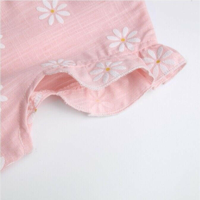 Baby Girls Dress Light Pink Daisy Flutter Sleeve Baby Girls Dress - MARIGOLD 