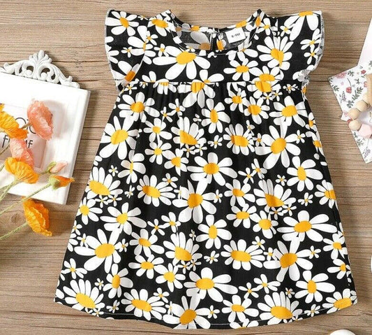 baby girls dress new black daisy baby girls dress 100% cotton daisy baby dress - MARIGOLD 