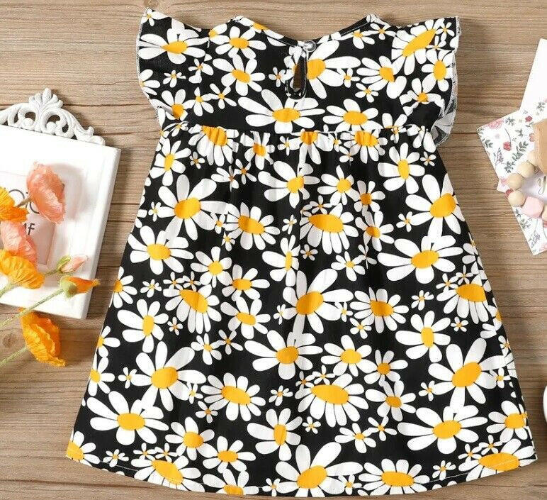 baby girls dress new black daisy baby girls dress 100% cotton daisy baby dress - MARIGOLD 
