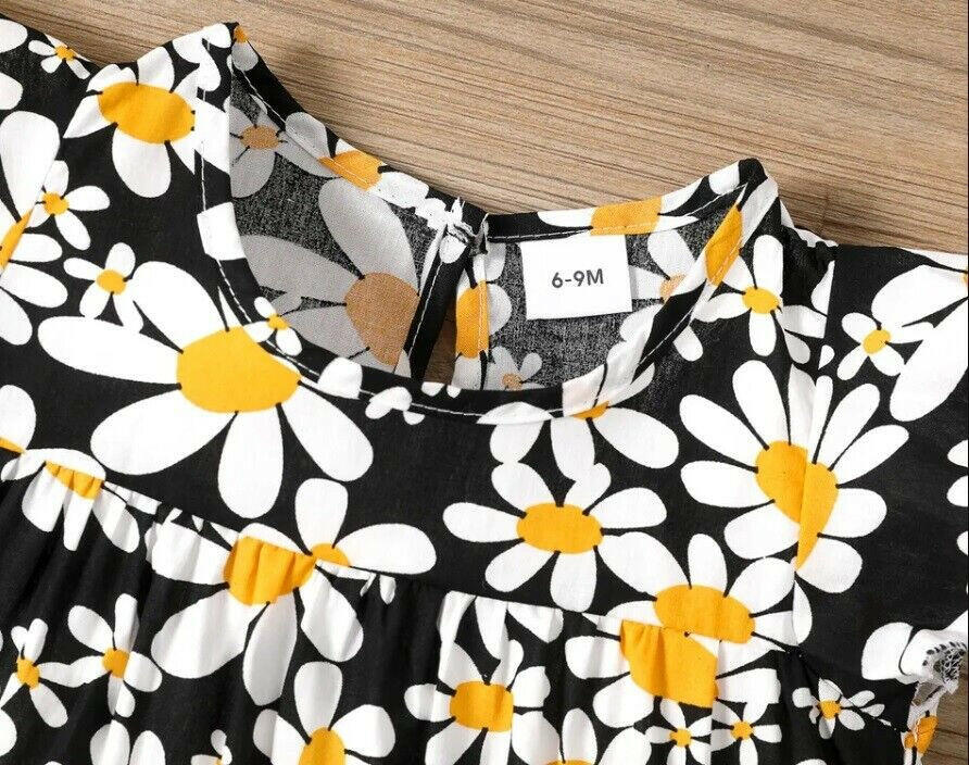 baby girls dress new black daisy baby girls dress 100% cotton daisy baby dress - MARIGOLD 