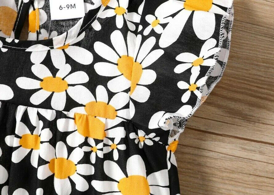 baby girls dress new black daisy baby girls dress 100% cotton daisy baby dress - MARIGOLD 