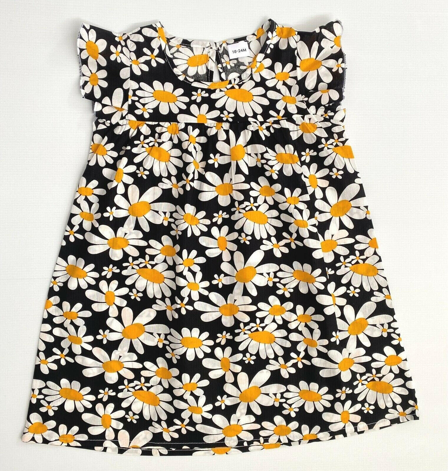 baby girls dress new black daisy baby girls dress 100% cotton daisy baby dress - MARIGOLD 