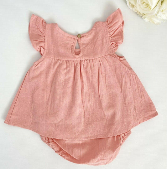 Baby Girls Dress new pink cotton bow baby girl dress - MARIGOLD 