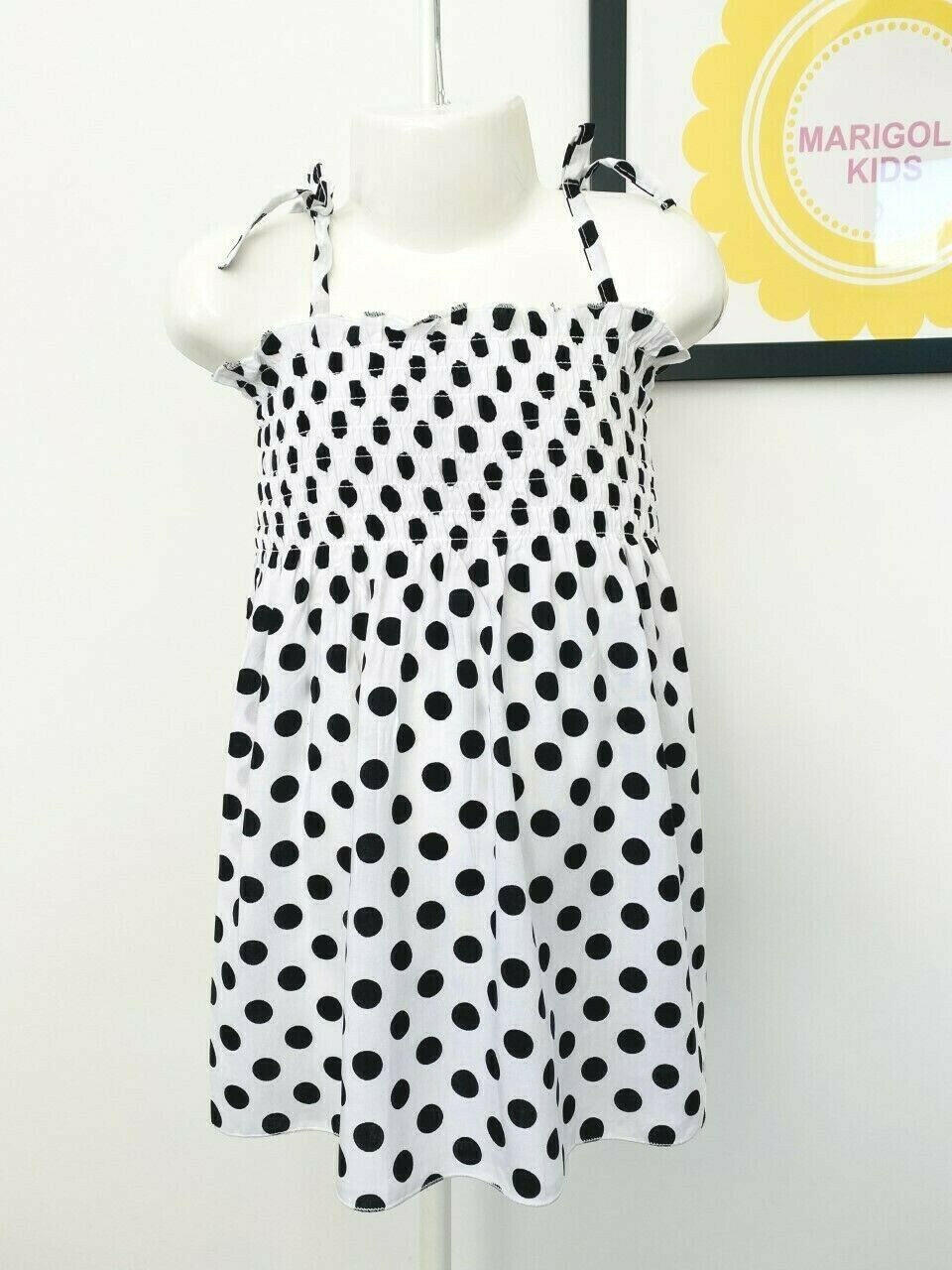 Girls Dress Baby Girls Dress Toddler Dress New Black Polkadot Girls Dress - MARIGOLD 