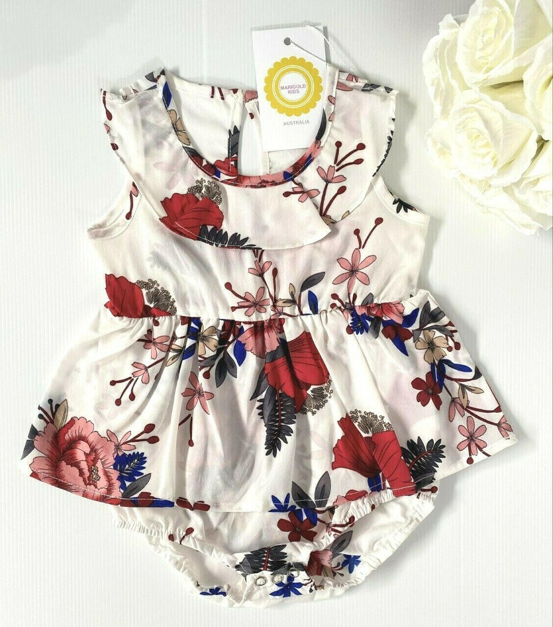 Red Floral Baby Girl Dress - MARIGOLD 