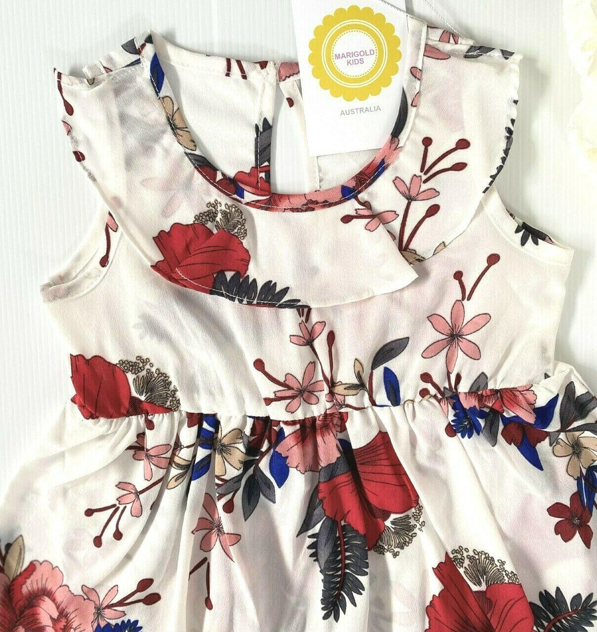 Red Floral Baby Girl Dress - MARIGOLD 