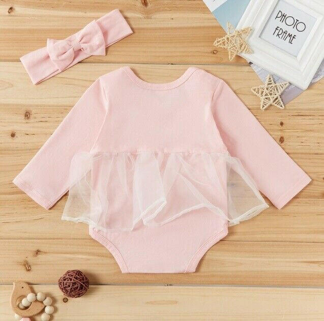 size 0-3m to 6-9m new baby girls outfit swan princess tulle dress & headband set - MARIGOLD 