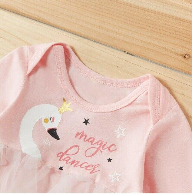 size 0-3m to 6-9m new baby girls outfit swan princess tulle dress & headband set - MARIGOLD 