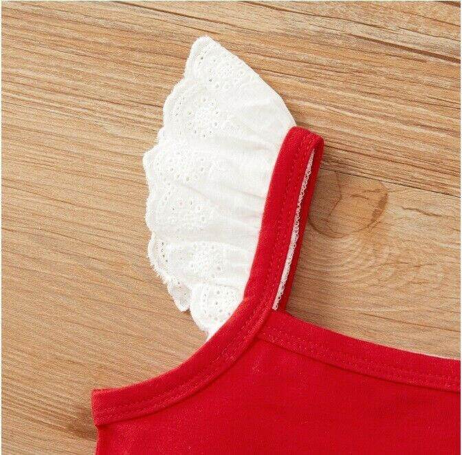 Size 6-9m to 18-24 months baby toddler girls dress red white star tulle dress - MARIGOLD 
