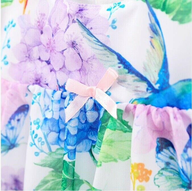 size 6-9m to 18-24m new baby girls dress blue hummingbird hydrangea floral dress - MARIGOLD 