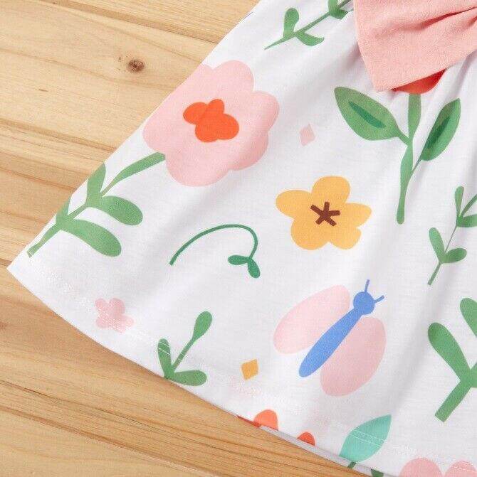 size 3-6m to 18-24m new baby girls dress pink bow floral butterfly girls dress - MARIGOLD 