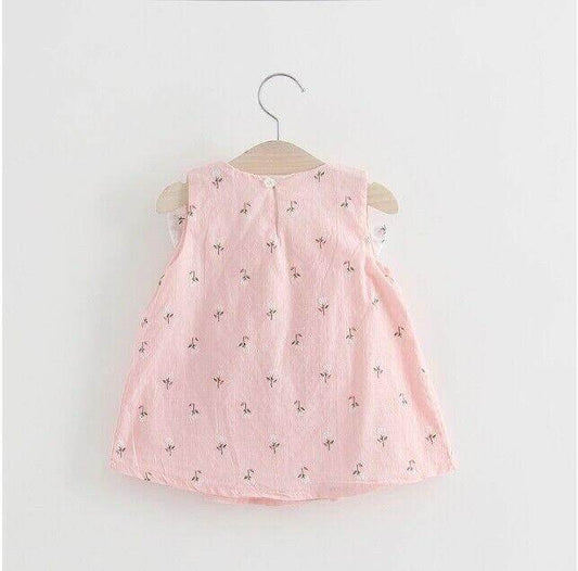 size 9-12m to 2-3y new girls dress Pink Floral Shoulder Bow Dress -Select Size - MARIGOLD 
