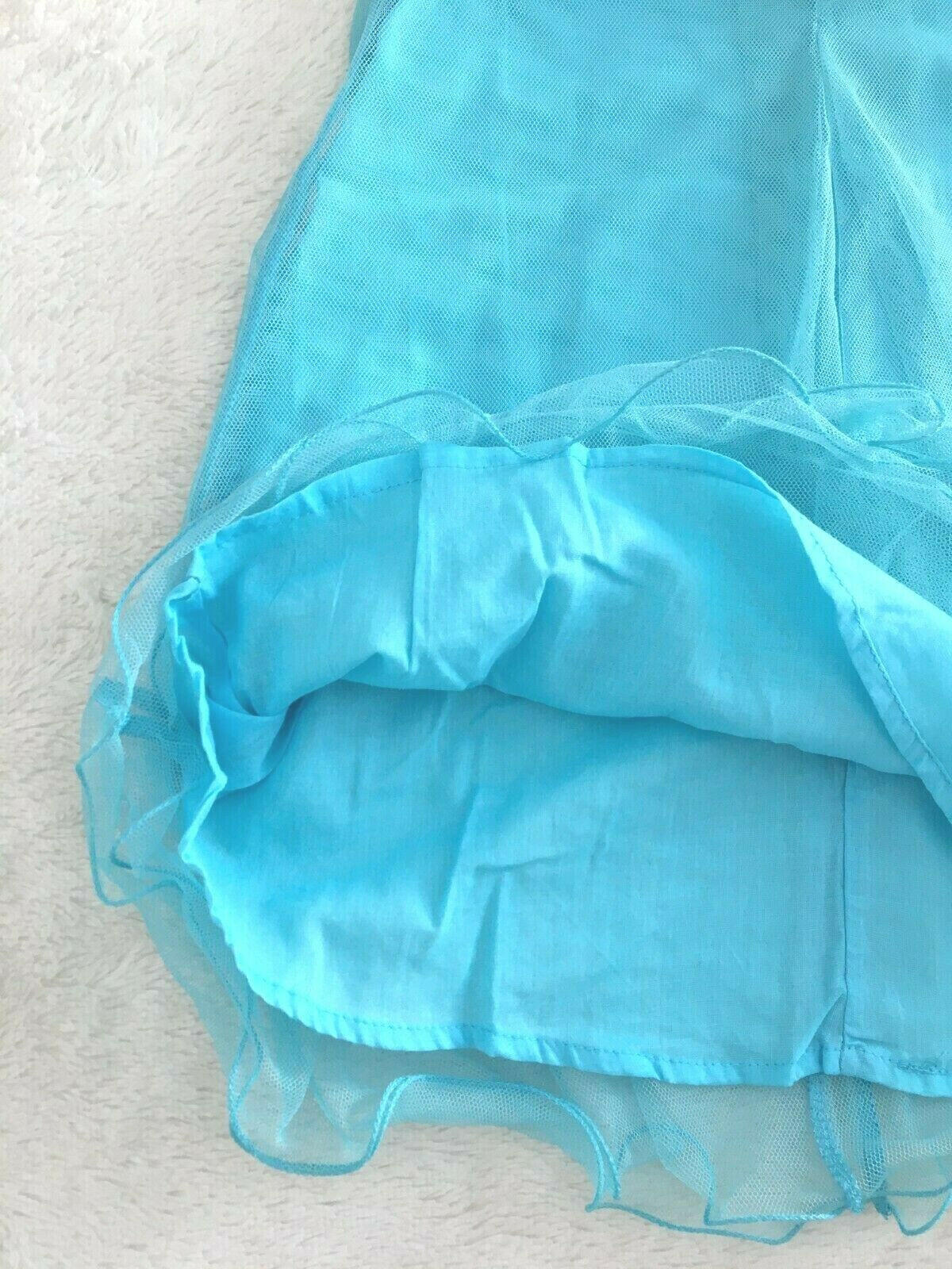 Blue Tulle Dress with Flower Brooch - MARIGOLD 