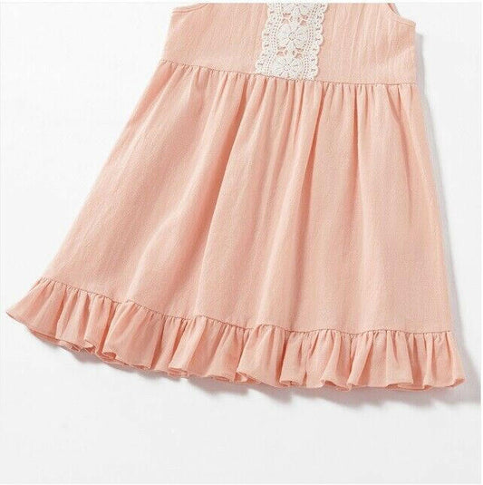Girls Dress New Size 2 years 100% Cotton Pretty Pink Ruffle Hem Girls Dress - MARIGOLD 