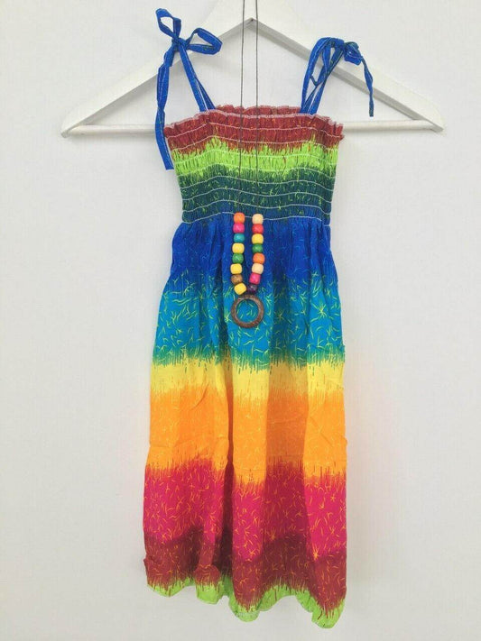 Girls Dress New Size 5-6 Years Island Sunset Inspired Girls Dress Rainbow Dress - MARIGOLD 