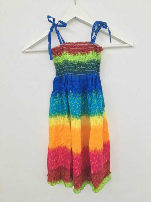 Girls Dress New Size 5-6 Years Island Sunset Inspired Girls Dress Rainbow Dress - MARIGOLD 
