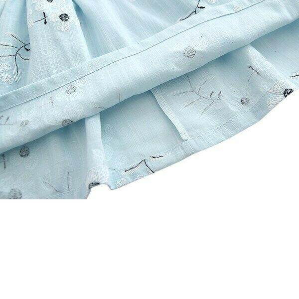 Pretty White and Blue Floral Dress - Girls' (Size 18-24 Months) - MARIGOLD 