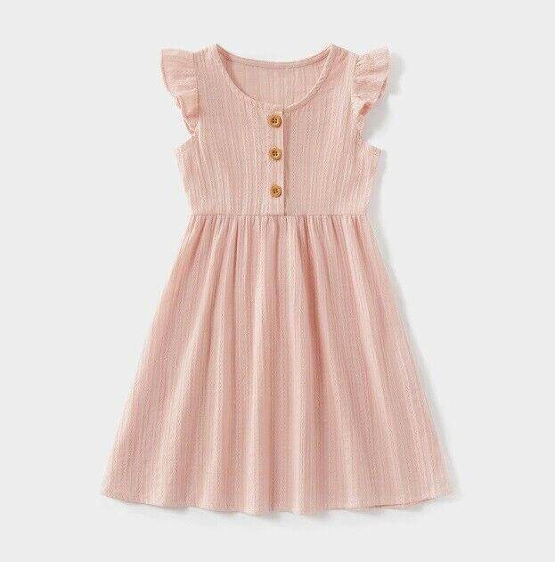 Girls Dress Size 2 years New 100% Cotton Pink Flutter Sleeve Girls Dress - MARIGOLD 
