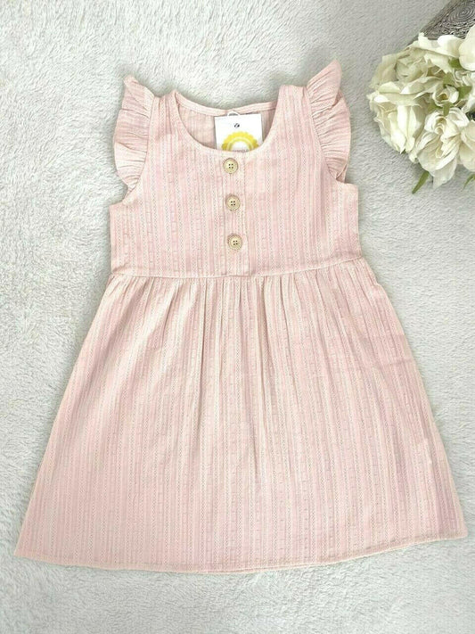 Girls Dress Size 2 years New 100% Cotton Pink Flutter Sleeve Girls Dress - MARIGOLD 