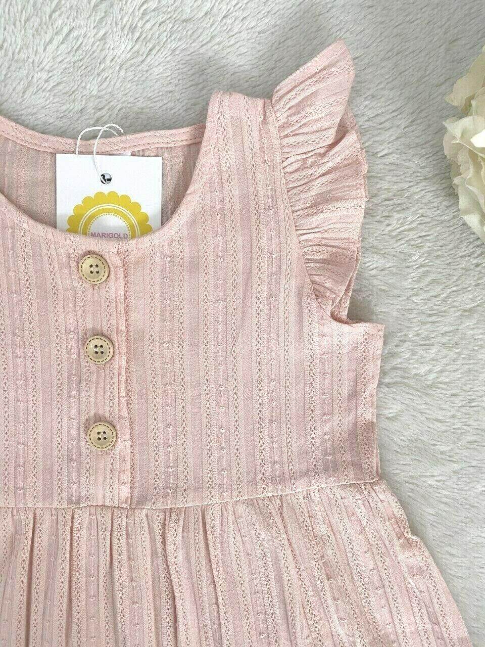 Girls Dress Size 2 years New 100% Cotton Pink Flutter Sleeve Girls Dress - MARIGOLD 