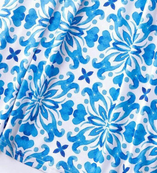 Girls Dress Size 2 Years New Blue Floral Mosaic Print Girls Maxidress - MARIGOLD 