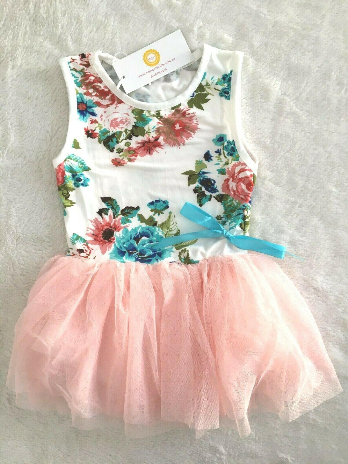 NEW Size 12 months Baby Girls Dress Party Dress Girls Floral Pink Tulle Dress - MARIGOLD 