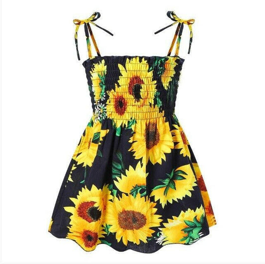 NEW Size 18-24 months Toddler Girls Dress Cute Dark Blue Sunflower Girls Dress - MARIGOLD 