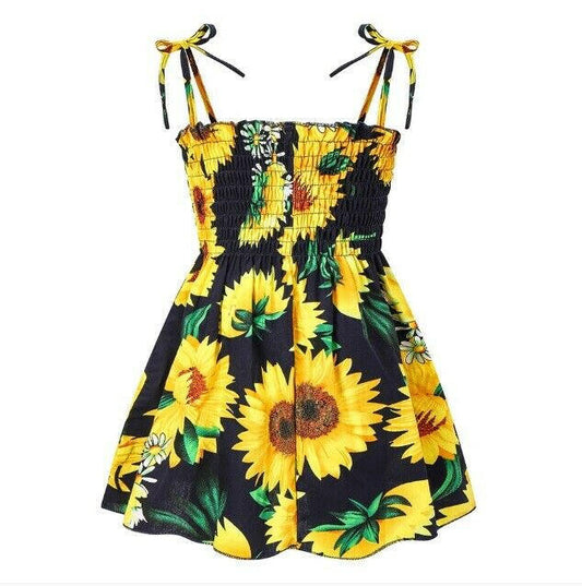 NEW Size 18-24 months Toddler Girls Dress Cute Dark Blue Sunflower Girls Dress - MARIGOLD 