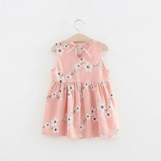 NEW Size 2-3 Years Girls Dress 100% Cotton White Flower Pink Girls Dress - MARIGOLD 