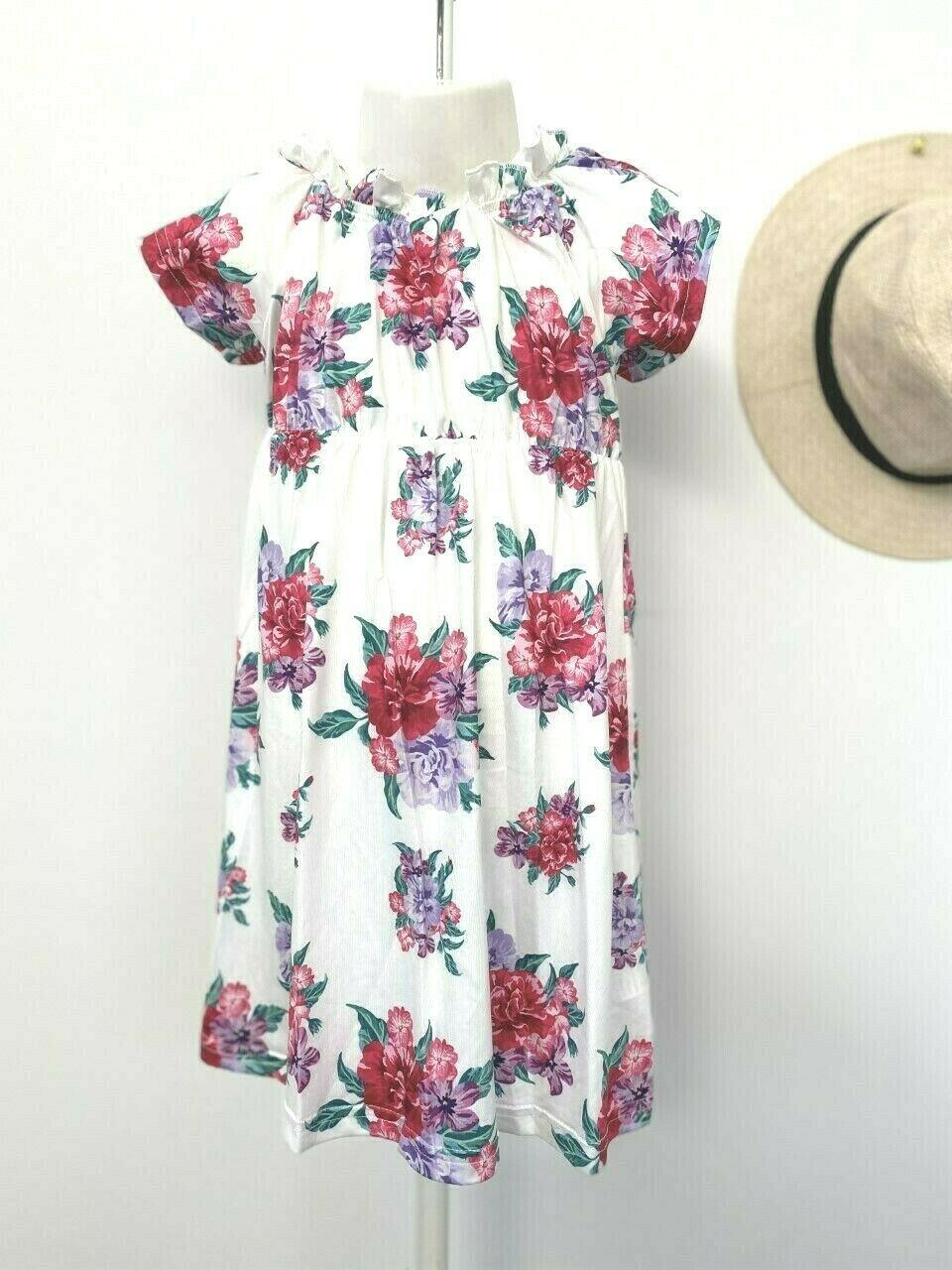 NEW Size 3-4 Years Girls Dress Pretty White Floral Off The Shoulder Girls Dress - MARIGOLD 