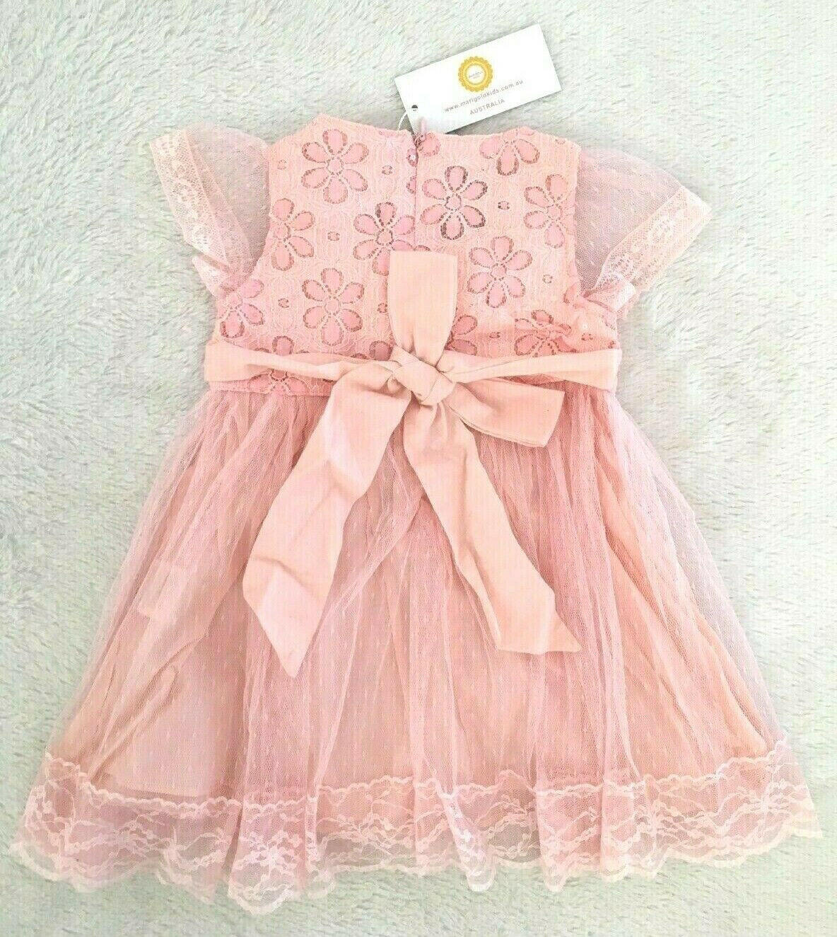 NEW Size 4 Years Girls Dress Girls Pink Rosette Dress Occasion Party Dress - MARIGOLD 