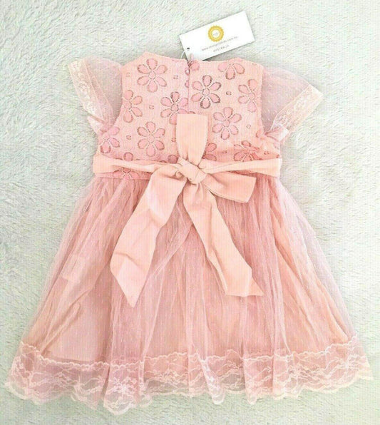 NEW Size 4 Years Girls Dress Girls Pink Rosette Dress Occasion Party Dress - MARIGOLD 