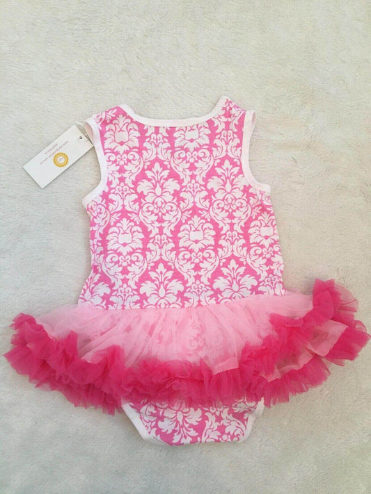 size 12-18 month new girls dress pink damask girls pettidress tutu dress - MARIGOLD 