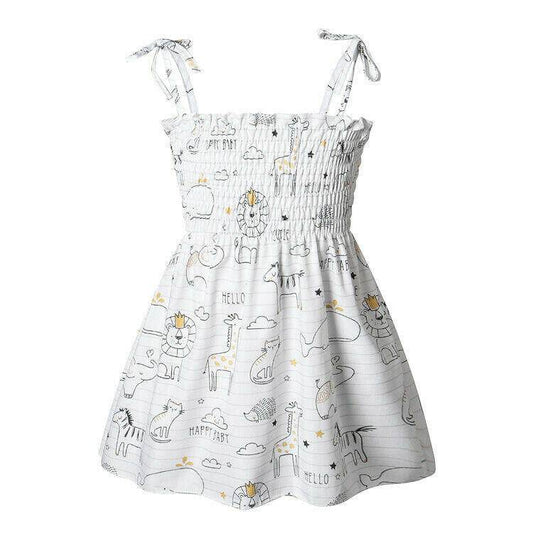 Size 2-3 Years Girls Dress New Cotton Cute Animal Print Girls Dress Sundress - MARIGOLD 