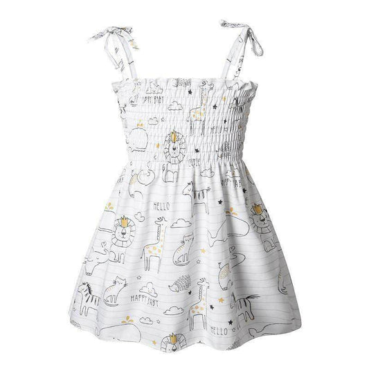 Size 2-3 Years Girls Dress New Cotton Cute Animal Print Girls Dress Sundress - MARIGOLD 