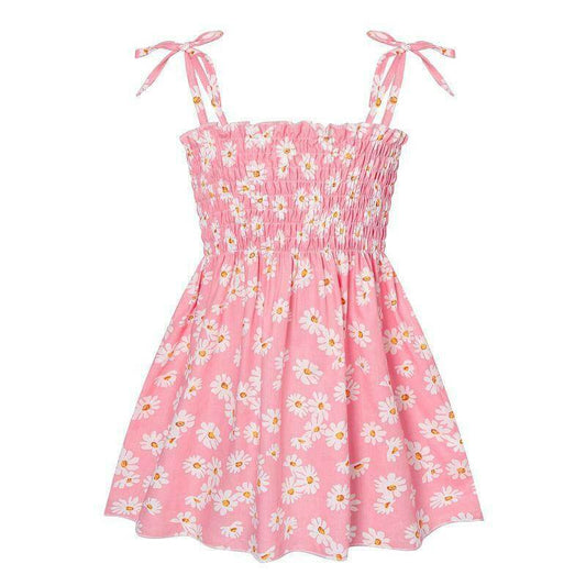 size 2-3 years new girls dress 100% cotton pretty daisy print pink girls dress - MARIGOLD 