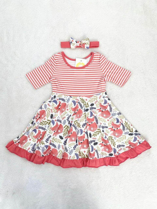 Size 2 Years Toddler Girls Dress New Red Stripe Ruffle Hem Dress & Headband Set - MARIGOLD 