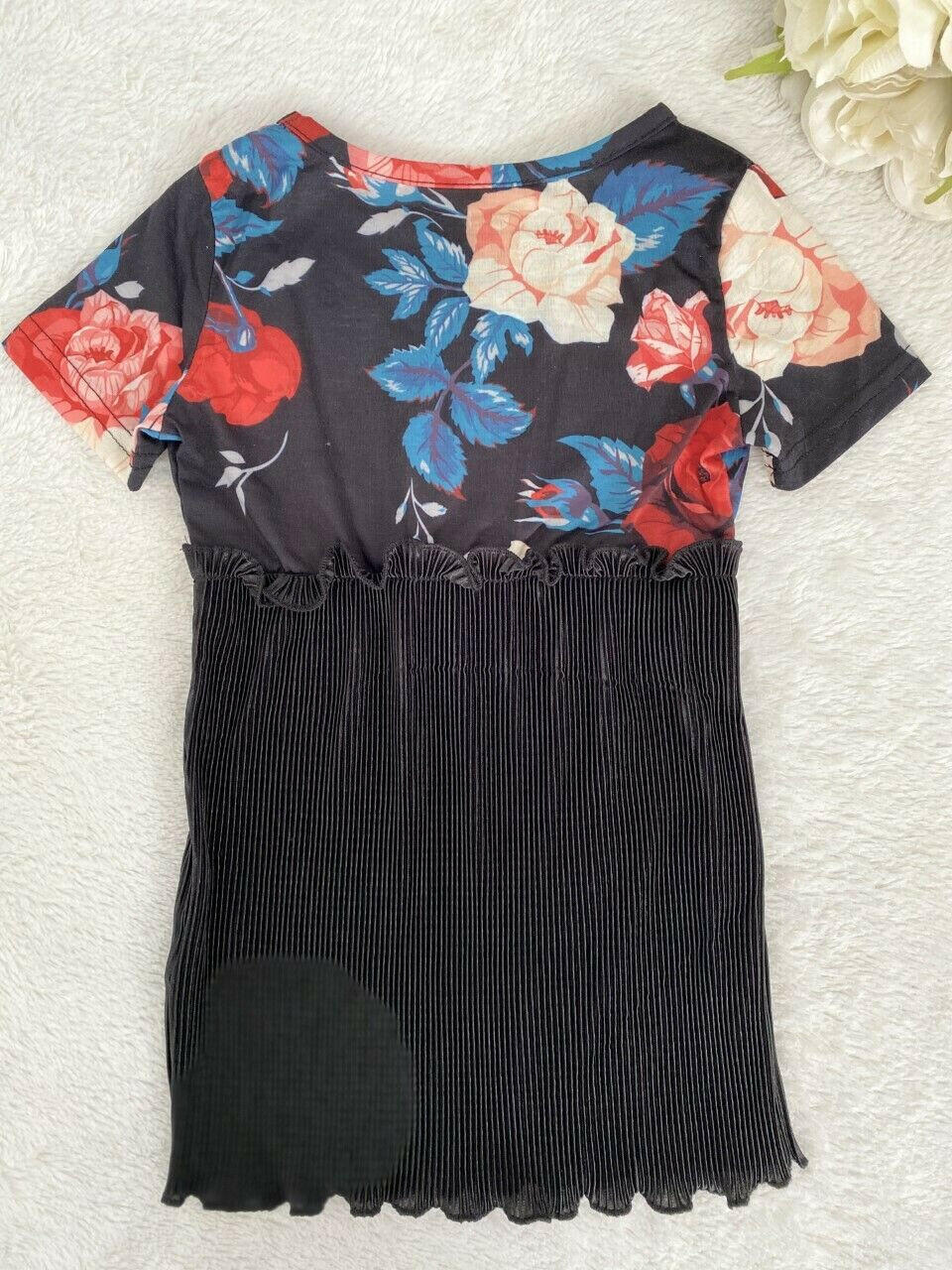 size 3-4 years new girls dress lovely rose flowers black pleat girls dress - MARIGOLD 