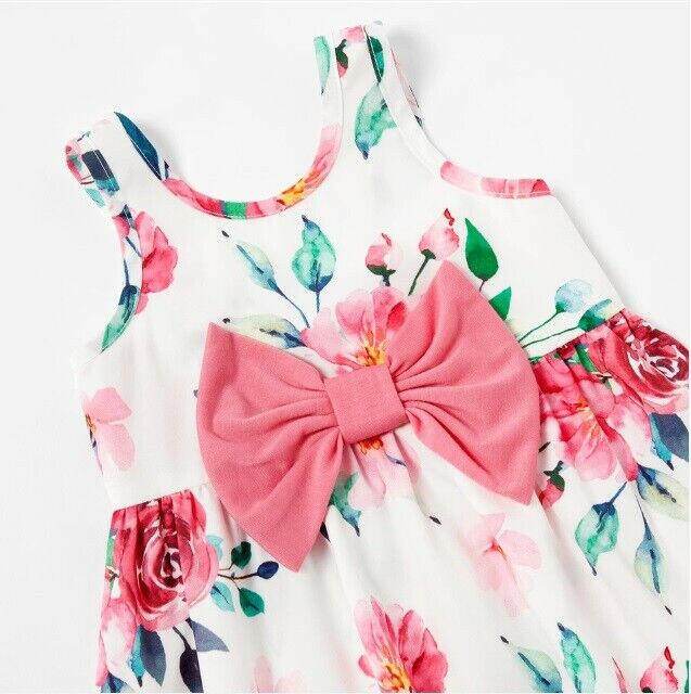 size 3-6 months Baby Girls Dress Pretty Pink Bow Floral Baby Girls Dress - MARIGOLD 