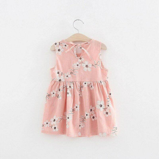 Size 4-5 Years Girls Dress 100% Cotton Pretty Pink Foral Girls Dress NEW - MARIGOLD 