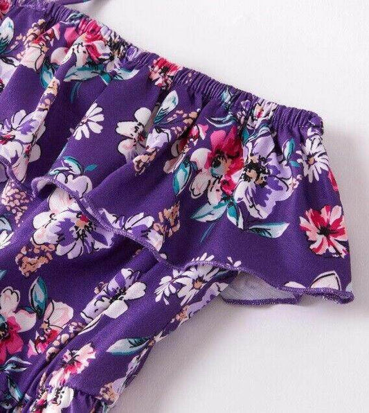 Size 4-5 Years Girls Dress New Pretty Floral Purple High Low Dress with pockets - MARIGOLD 