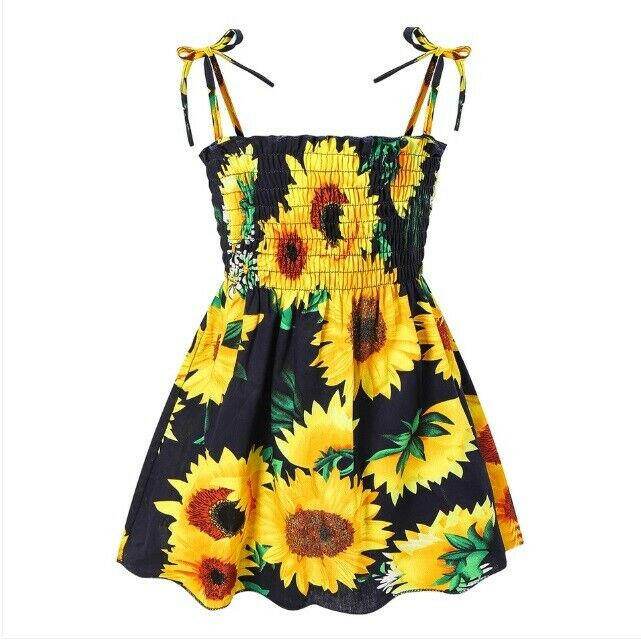 size 6-9 months new baby girl dress dark blue sunflower baby girls dress - MARIGOLD 