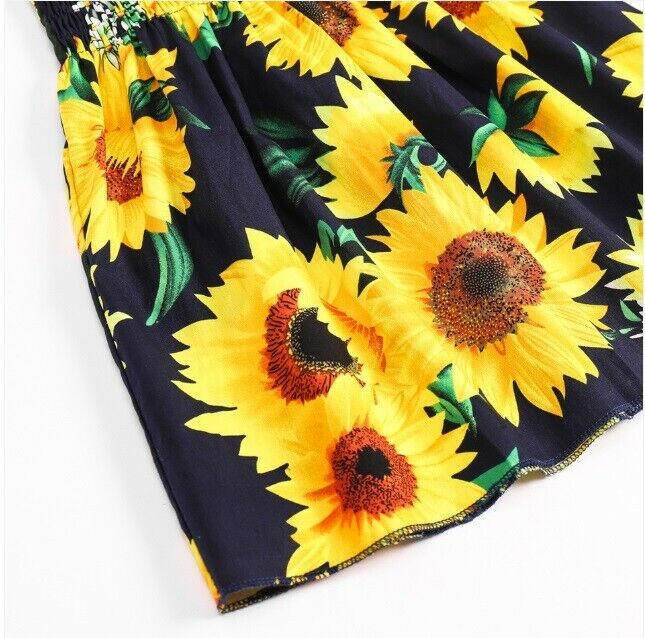 size 6-9 months new baby girl dress dark blue sunflower baby girls dress - MARIGOLD 