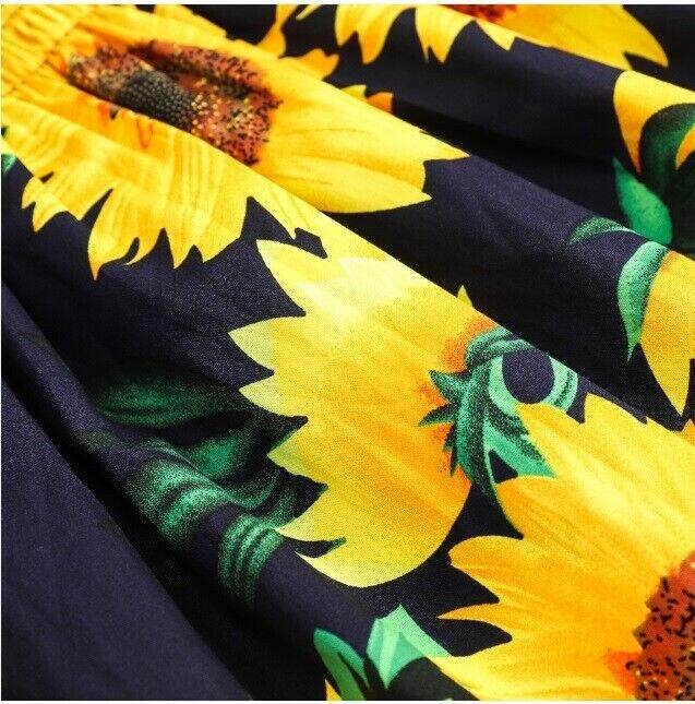 size 6-9 months new baby girl dress dark blue sunflower baby girls dress - MARIGOLD 