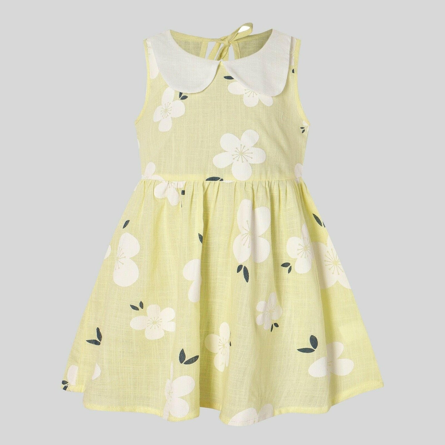 size 6-9 months new baby girls dress 100% cotton floral yellow baby girls dress - MARIGOLD 