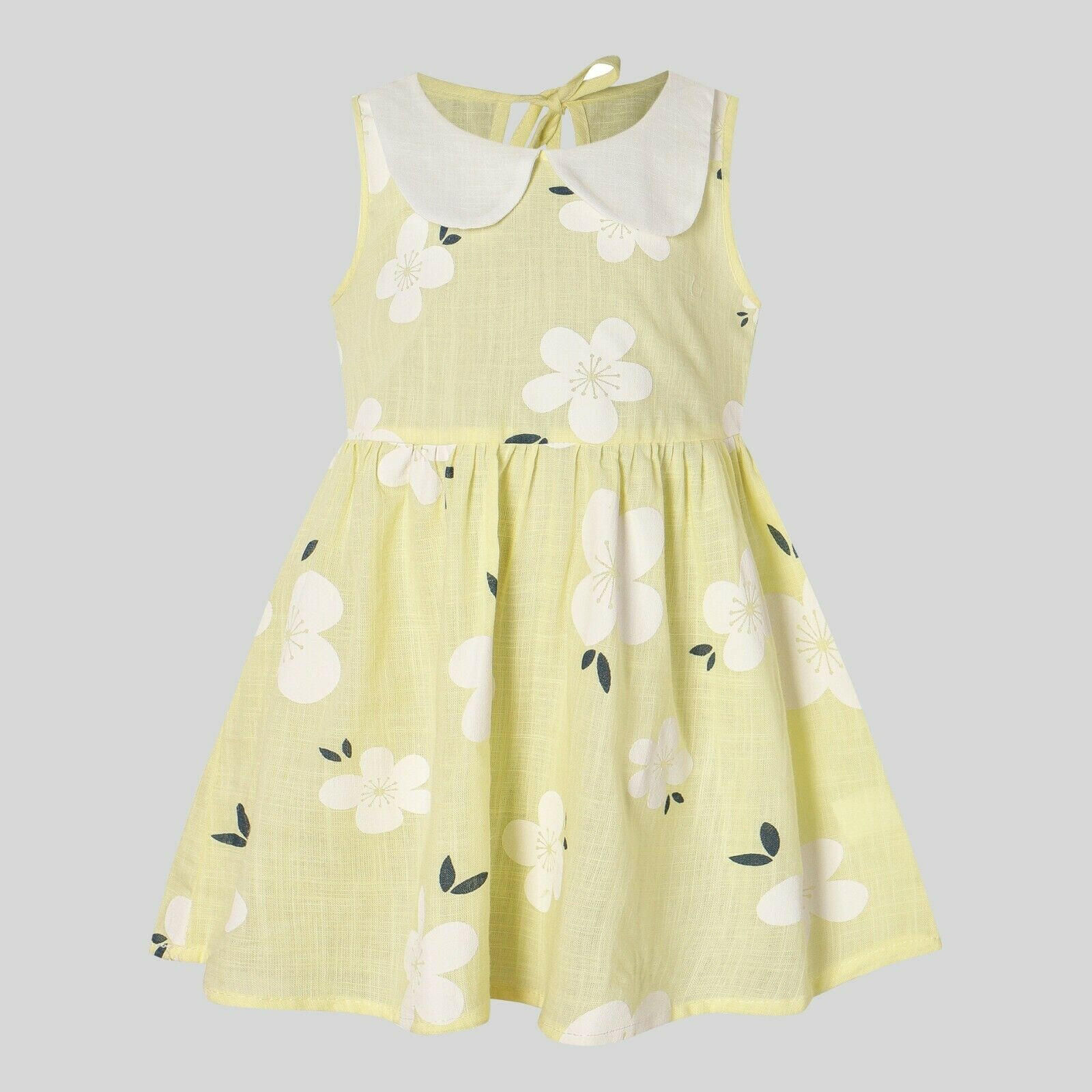size 6-9 months new baby girls dress 100% cotton floral yellow baby girls dress - MARIGOLD 