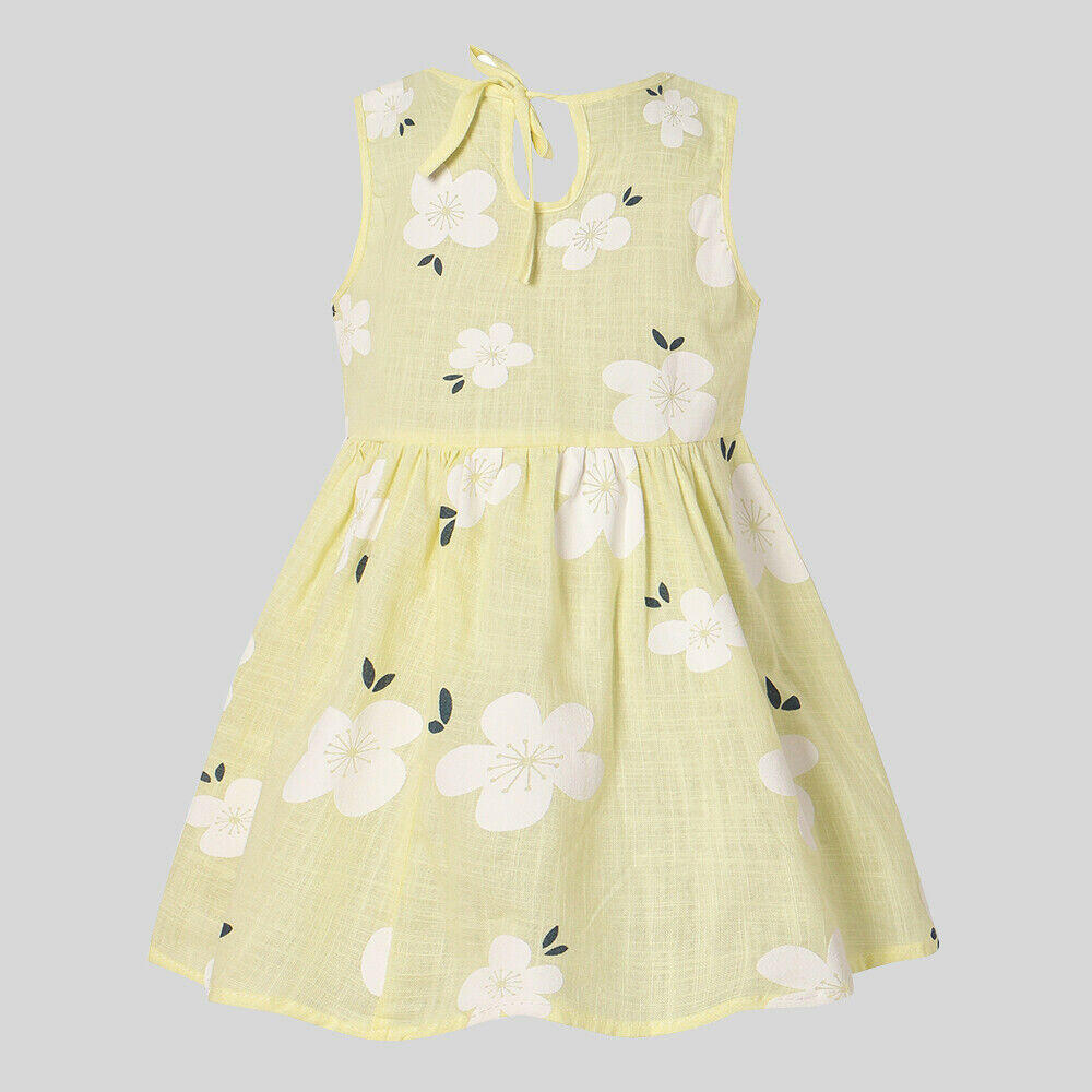 size 6-9 months new baby girls dress 100% cotton floral yellow baby girls dress - MARIGOLD 