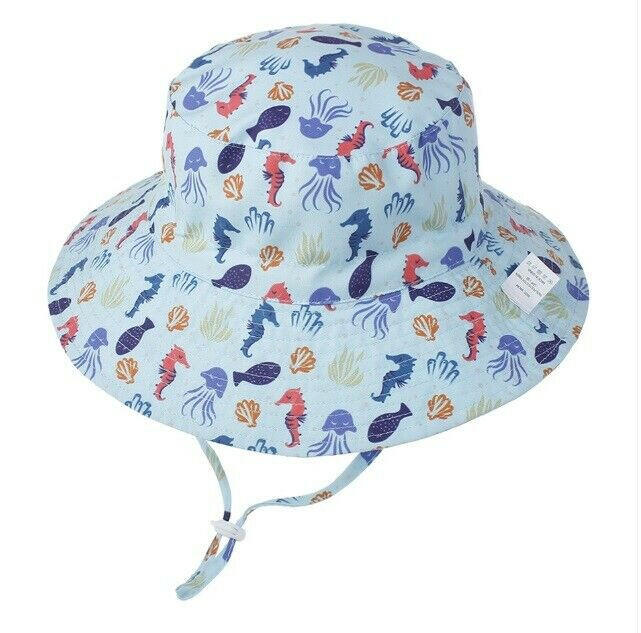 Blue Sealife Kids Sun Hat (6 Months - 2 Years, 50cm) - MARIGOLD 