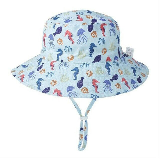 Blue Sealife Kids Sun Hat (6 Months - 2 Years, 50cm) - MARIGOLD 